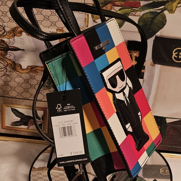 Karl Lagerfeld Multicolor Saffiano Leather Messenger/ Crossbody Bag (Nwt) - Picture 15 of 16